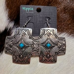 Cross and Turquoise earrings